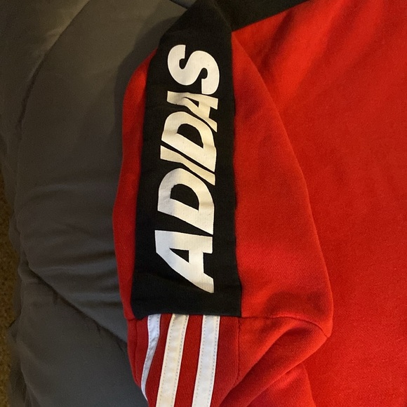 Boys XL Adidas hoodie Red with black and white detailing - Picture 6 of 7